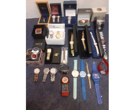 A quantity of modern gents and ladies watches to include Rotary, Seiko, Sekonda, Krug-Baumen, Philip Mercier, Nice, Swatch (s