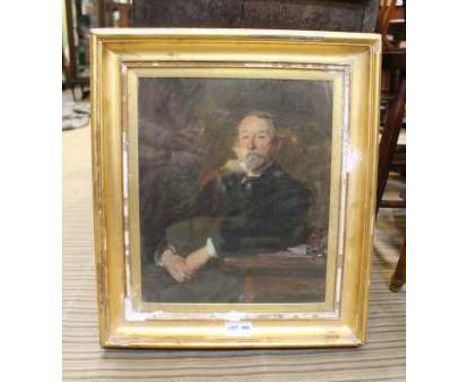 JOHN SEYMOUR LUCAS R.A. (1849-1923) "Portrait of a Gentleman", seated at a desk, oil painting on canvas, signed and dated 190