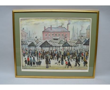 AFTER LAURENCE STEPHEN LOWRY (ARR may apply) "Market scene in a Northern Town" a limited edition print, published by 'The Sun