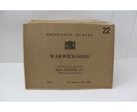 A COLLECTION OF SIXTY-TWO WARWICKSHIRE ORDNANCE SURVEY MAPS, scale six inches to one mile, folded, 20cm x 28cm 