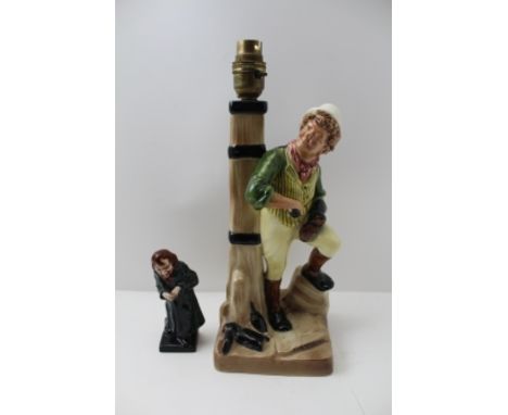 A BRETBY POTTERY TABLE LAMP modelled and hand painted as the Dickens character "Sam Weller" 26cm high, printed and impressed 