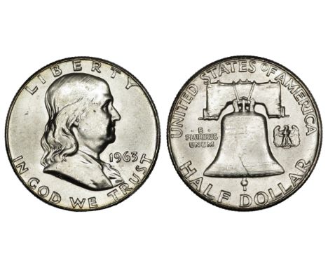 USA 1963 Franklin Half Dollar. 12.41g. 30mm.Â&nbsp;Benjamin Franklin facing right,Â&nbsp;LIBERTY 1963, IN GOD WE TRUST. R. Li