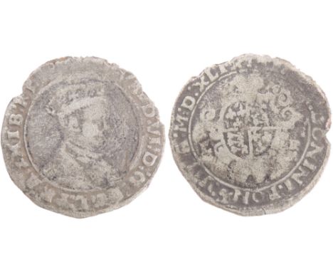 Edward VI Shilling. Second debased issue, 1549-50 AD. Crowned bust right, EDWARD VI D G BRI FRA Z ET HIB REX. R. Garnished sh