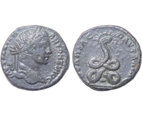 Thrace. Pautalia. Caracalla, 198-217 AD. AE, 16.71g. 28mm. Laureate bust right. AVT M AVPH ANTÎ©NEINOC. R. OVÎ›Î&nbsp;IAC Î&n