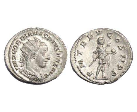 Gordian III. 238-244 AD. Silver Antoninianus, 23mm. 4.50g.Â&nbsp; Rome mint, 6th officina. 10th emission, 242 AD. Radiate, dr
