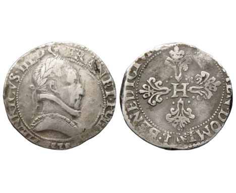 France, Henry III.Â&nbsp;1574-1589 AD. Franc d'argent. Silver, 33mm. 14.11g. Bust right,Â&nbsp;HENRICVS III D G FRAN ET POL R