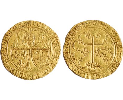 Henry VI, King of France (1422-53), gold Salut d'Or, Rouen Mint, initial mark leopard, pellet in annulet under last letter of