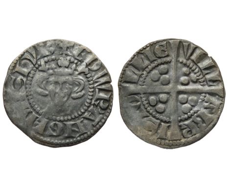 Edward I penny, 1279-1307 AD. Bristol. Crowned facing bust, \+EDWR ANGL DNS HYB. R. Cross with pellets in each quarter, VILL 