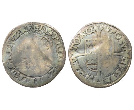Philip and Mary groat. 1554-58 AD. Crowned bust of Mary left, PHILIP ET MARIA D G REX ET REGI. R. Shield of arms over cross. 