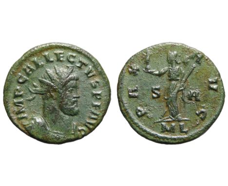 Allectus Antoninianus. London, 294-5 AD. 3.56g 22mm. Radiate bust right, IMP C ALLECTVS P F AVG. R. PAX AVG, Pax standing lef