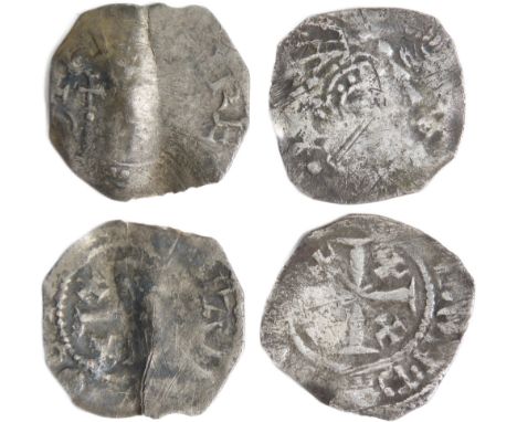 Henry II Tealby pennies (2). Cross and crosslets coinage, 1158-1180 AD. Crowned facing bust with sceptre, +HENRI REX ANG. R. 