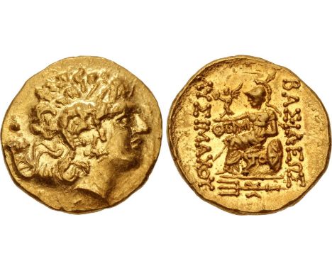 KINGS of PONTOS. Mithradates VI Eupator. Circa 120-63 BC. Gold Stater, 19.5mm. 8.33 g. First Mithradatic War issue. In the na