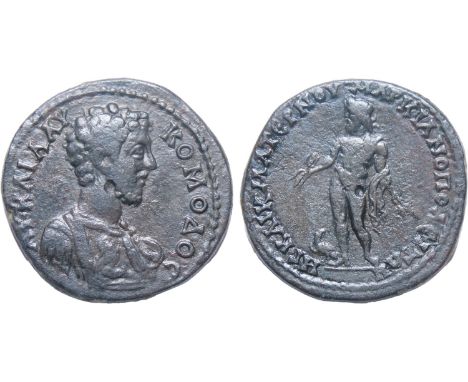 MOESIA INFERIOR, Marcianopolis. Commodus, 177-192 AD. AE Tetrassarion, 28mm, 9.83g. Caecilius Maternus, legatus Augusti pro p