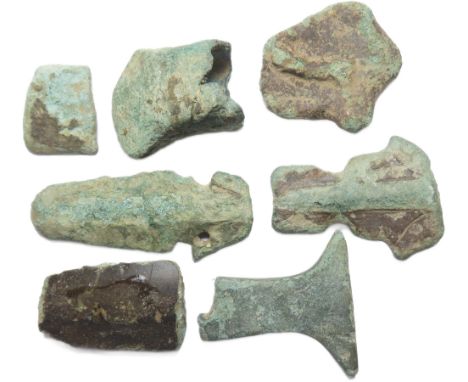 Bronze Age Metal-Work Group (7). Circa 1500-800 BCE. To include framents of socketed axes, swords / Dirks. All unassociated f
