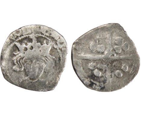 Richard III Penny, 1483-85 AD. Bishop Sherwood, Durham mint. Crowned facing bust, S on breast. R. Cross with pellets in each 