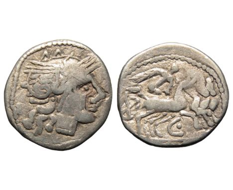 Danubian Celts, RR silver denarius imitation. 18mm, 3.01g. With old ticket marked 'Hungary' 