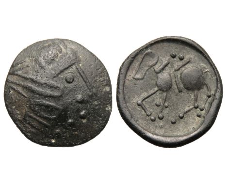 Danubian Celts, Sattelkopfer type tetradrachm. Circa 3rd - 2nd century BC. Heavily stylised head to right. R. Heavily stylise