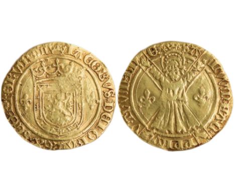 Scotland, James IV Gold Lion, 1488-1513.&nbsp;Crowned arms of Scotland between two fleurs-de-lis. IACOBVS*DEI*GRA*REX*SCOTTOR