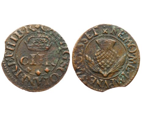 Charles I Scottish Twopence (Turner). Earl of Sterling Coinage, 1632-39. Crowned C II R, three lozenges below. R. Thistle. 0.