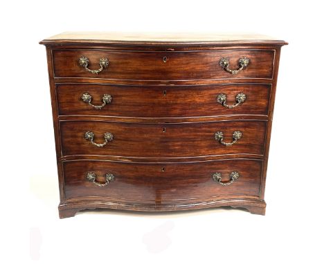 A George III mahogany serpentine chest of drawers, moulded edge, with four graduating long drawers, bracket feet, width 110cm