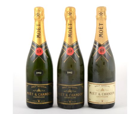 Moët et Chandon, Brut Imperial Champagne, 1992 vintage, 75cl, 12.5%, (2 bottles); and a Brut Imperial Champagne, 75cm, 12% vo