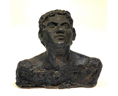 English School, 20th Century, A young man, plaster cast, maquette, painted bronze finish, 44cm.