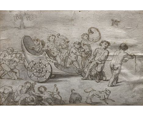 Attributed to Jacques Stella, Cherubs on a hunting expedition, pen and ink with wash, visible, 14cm x 20cm.Footnote: Footnote