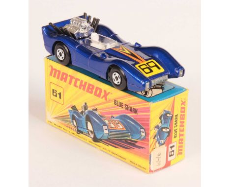Matchbox Superfast 61a Blue Shark - metallic dark blue body WITH RACING NUMBER 69 NOSE LABEL (from 69b Rola-Matics Turbo Fury