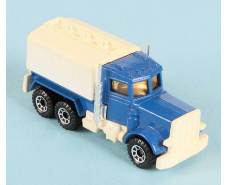 Matchbox Superfast 56d Peterbilt Tanker FACTORY PRE-PRODUCTION COLOUR TRIAL - blue body, white plastic tank, light amber wind