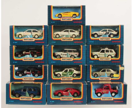 Matchbox Super Kings - Mixed Group of 13x Cars. To include K-154 BMW 750i "Polizei", white / green body, K-162 Ford Sierra Co