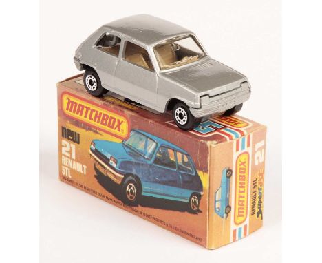 Matchbox Superfast 21c Renault 5TL - metallic silver body, clear windows, tan interior, RARE SILVER PAINTED BASE - Excellent 