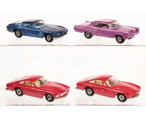 Matchbox Superfast Group of 1970 Issue Harder to Find Cars - (1) 14a Iso Grifo - metallic blue body, dark blue interior, bare