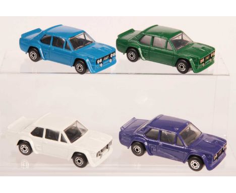 Matchbox Superfast 4 x 74e Fiat Abarth Made in Bulgaria Issues - all are clear windows, black interior, black plastic Bulgari