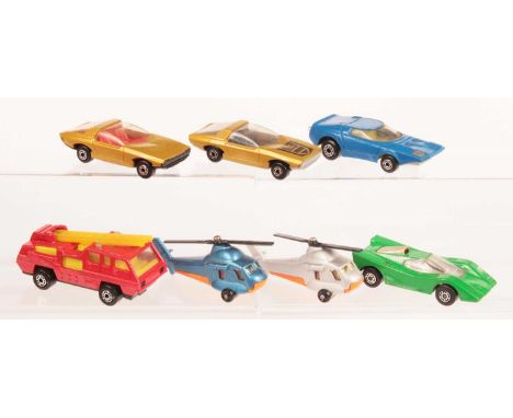 Matchbox Superfast Group of 7 x Made in Bulgaria Models - to include 2 x 75c Seasprite Rescue Helicopter - both are yellow wi