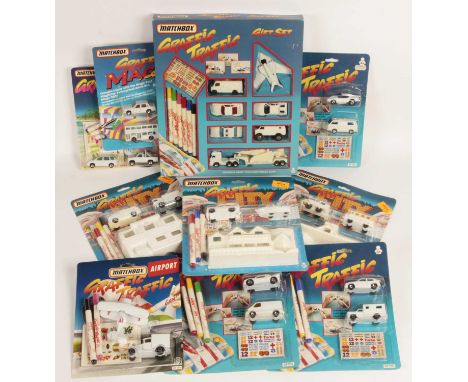 Matchbox Superfast Group of Graffic Colouring Sets. Comprising Magic with Volvo &amp; Double Deck Bus, Traffic Hot Neon with 