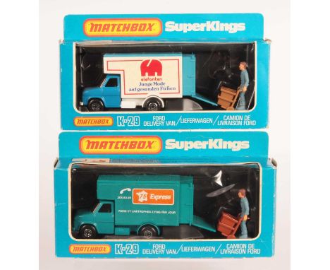 Matchbox Super Kings 2x K-29 Ford A Series Delivery Van German &amp; French export issues. (1) German Export "Elefanten Young