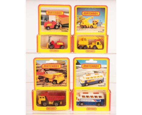 Matchbox Superfast Group of 4 x German Market Window Boxed Models - (1) 15b Fork Lift Truck - red body with cast steering whe