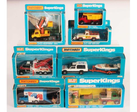 Matchbox Super Kings - Group of late 1970's / 80's Commercial Vehicles &amp; Sets. (1) K-4 Big Tipper "Laing"; (2) K-20 Peter