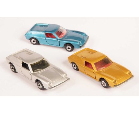 Matchbox Superfast 3 x 5a Lotus Europa Made in Bulgaria Issues - all are silver painted Bulgaria base, dot-dash wheels - (1) 