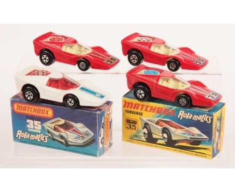 Matchbox Superfast 4 x 35b Rola-matics Fandango VARIATIONS - all are clear windows - (1) white body with racing number 6 nose