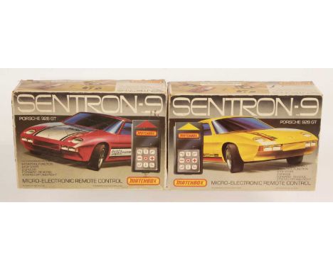 Matchbox Sentron-9 2x Porsche 928 Electronic Remote Control Cars. (1) Sentron-9 CV-1 Super Porsche 928 GT - silver, comes wit