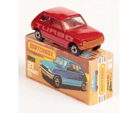 Matchbox Superfast 21c Renault 5TL Twin Pack Issue - RARE RED BODY WITH PINK "TURBO" SIDE TAMPO PRINT, MAROON PLASTIC TAILGAT