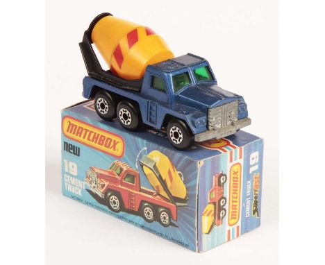 Matchbox Superfast 19c Cement Mixer MADE IN BRAZIL ISSUE - metallic blue body with angled rear wheel arch, dark green windows