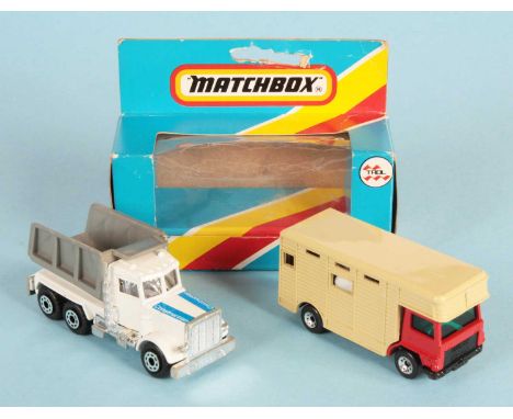Matchbox Superfast Pair of TROL Made in Brazil Issue Commercial Vehicles - (1) 30e Peterbilt Tipper Truck - white cab &amp; c