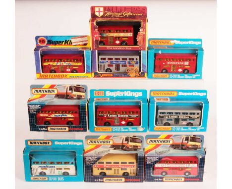 Matchbox Super Kings - Group of 10x K-15 The Londener Bus. (1) Carnaby Street; (2) Silver Jubilee; (3) Tourist London By Bus;