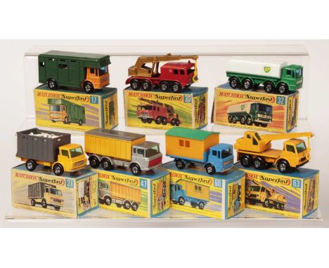 Matchbox Superfast Group of 7 x Early 1970's Issue Commercial Vehicles - all have black axle clips - (1) 17a AEC Horsebox com