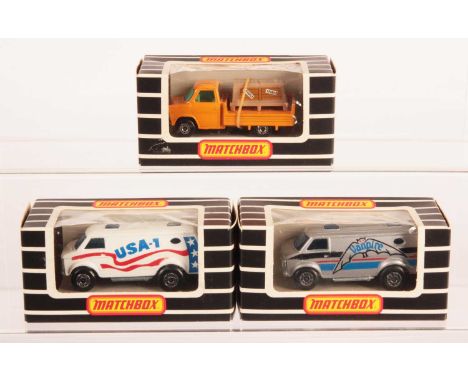 Matchbox Superfast Group of 3 x Models in Italian Market Window Boxes - (1) 66c Ford Transit Pick-Up Truck - light orange bod
