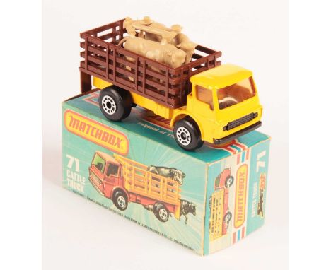 Matchbox Superfast 71c Dodge Cattle Truck - yellow cab &amp; chassis with cut-outs around headlamps &amp; grille, light amber