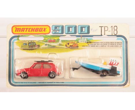 Matchbox Superfast Twin Pack TP-18 containing (1) 7c Volkswagen Golf - RED BODY, RARE CLEAR WINDOWS, RARE RED INTERIOR, GLOSS