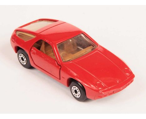 Matchbox Superfast 59d Porsche 928 FACTORY PRE-PRODUCTION COLOUR TRIAL - red body, clear windows, tan interior, bare metal ba